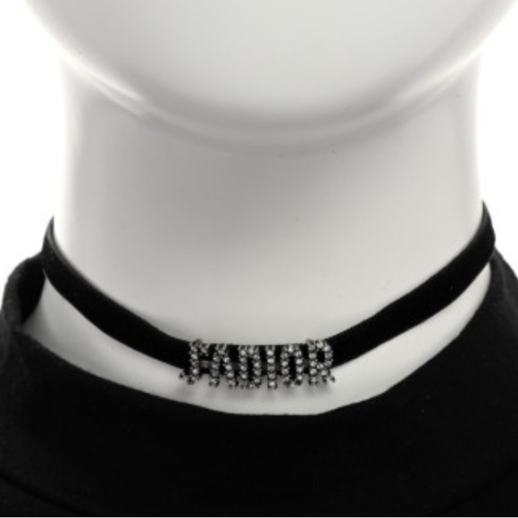 DIOR J’ADIOR Crystal Logo Velvet Choker - Picture 1 of 4